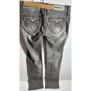 Rock Revival Jeans Womens (29x30) Gray Celine Straight Low Rise Flap Pockets